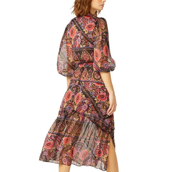 MISA Los Angeles Olivia Puff Paisley Chiffon Midi Dress Cottage Flowy NWT S $395 - Picture 4 of 4